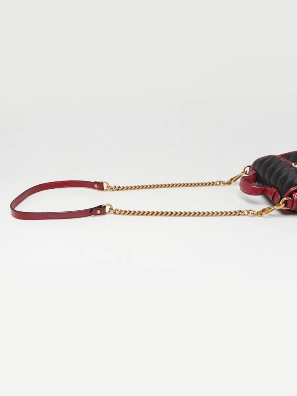 Gucci Black/Red Quilted Leather Marmont Mini Torchon Top Handle Crossbody Bag - Picture 12 of 13